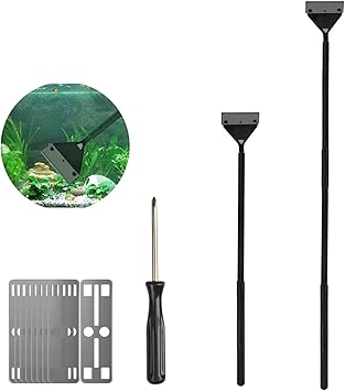 Limpiacristales BUYGOO Rastrillo para acuario Aluminio 3 Varillas. Longitud Ajustable