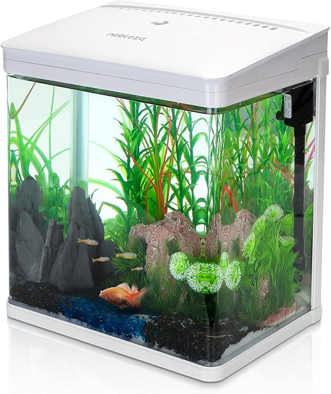 Kit_Acuario Nobleza - 14L Acuario con Sistema de Filtrado e Iluminación LED, Blanco