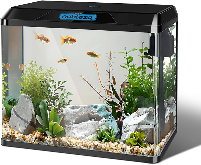 Kit_Acuario Nobleza - 54L Acuarios con Sistema de Filtrado Integrado e Iluminación LED, negro