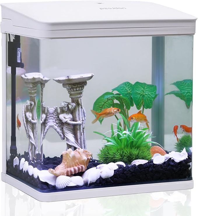Kit_Acuario Nobleza - 7L Acuarios con Sistema de Filtrado Integrado e Iluminación LED, Blanco