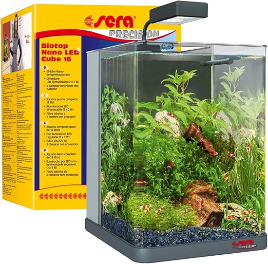 Kit_Acuario sera Biotop Nano LED Cube 16-16 l Nano Acuario con iluminación LED y Filtro